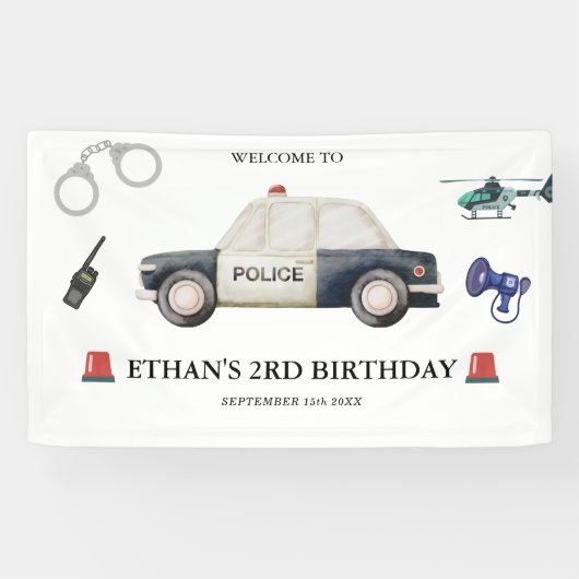 Stylish Police Kids Birthday Spandoek (Horizontaal)