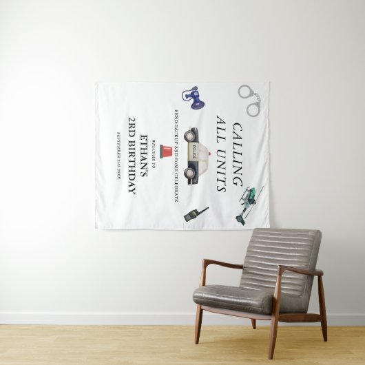 Stylish Police Kids Birthday Wandkleed (In Situ (horizontaal))