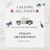 Stylish Police Kids Birthday Wijn Etiket (Enkel label)