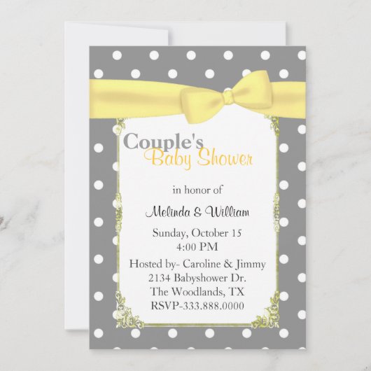 Stylish Polka Dot Couple's Baby shower Invitation Kaart (Voorkant)