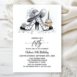 Stylish Polka Dot High Heel Shoes 50th Birthday Kaart