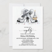 Stylish Polka Dot High Heel Shoes 80th Birthday Kaart (Voorkant)