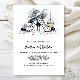 Stylish Polka Dot High Heel Shoes Birthday Party Kaart