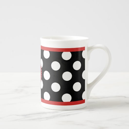 Stylish Polka Dot Monogram Bone China Mok (Rechts)