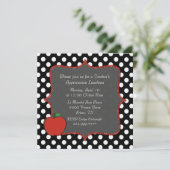 Stylish Polka Dot Teacher's Luncheon Invitation Kaart (Staand voorkant)