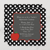 Stylish Polka Dot Teacher's Luncheon Invitation Kaart (Voorkant / Achterkant)
