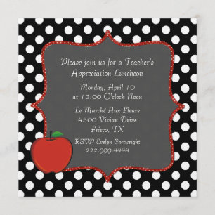 Stylish Polka Dot Teacher's Luncheon Invitation Kaart