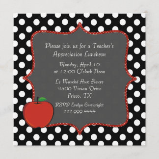 Stylish Polka Dot Teacher's Luncheon Invitation Kaart