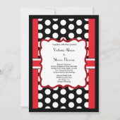 Stylish Polka Dot Wedding Invitation (Red) Kaart (Voorkant)