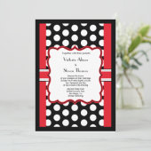 Stylish Polka Dot Wedding Invitation (Red) Kaart (Staand voorkant)