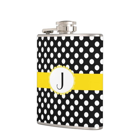 Stylish Polka Dots and Monogram Flask Heupfles (Links)