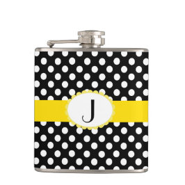 Stylish Polka Dots and Monogram Flask Heupfles