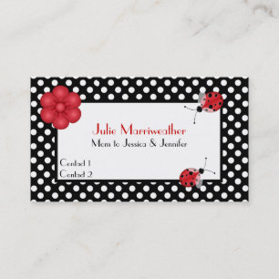 Stylish Polka Dots & Ladybugs mammie Calling Card Contactkaartje