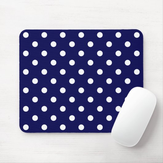 Stylish Polka Dots On Dark Blue Mouse Pad Muismat (Met muis)