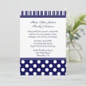 Stylish Polka Dots & Stripes Wedding Invitation Kaart (Staand voorkant)
