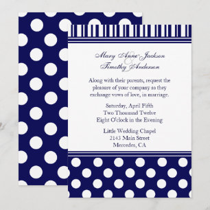 Stylish Polka Dots & Stripes Wedding Invitation Kaart