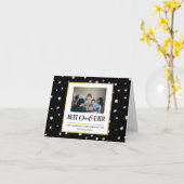 Stylish PolkaDots and Gold Lijst Photo Fathers Day Kaart (Gele Bloem)