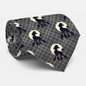 Stylish Poodle on Gray Plaid Necktie Stropdas (Opgerold)