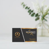 Stylish Professional Monogram Gold Chauffeur Logo Visitekaartje (Staand voorkant)