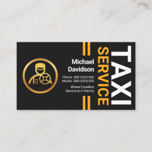 Stylish Professional Yellow Lines Taxi Visitekaartje