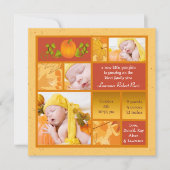Stylish Pumpkin Photo Square Birth Announement Aankondiging (Voorkant)