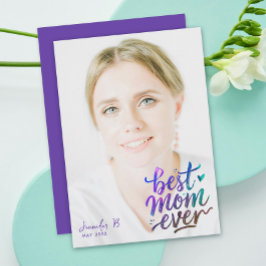 Stylish Purple Best Mothers Day Photo Brush Script Kaart