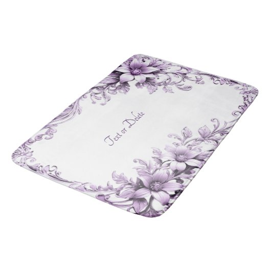 Stylish Purple Flowers Bath Mat (Gekanteld)
