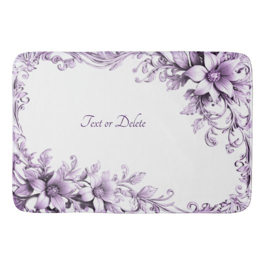 Stylish Purple Flowers Bath Mat (Voorkant)