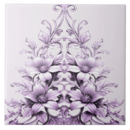 Stylish Purple Flowers Ceramic Tile Tegeltje