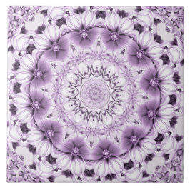 Stylish Purple Flowers Ceramic Tile Tegeltje