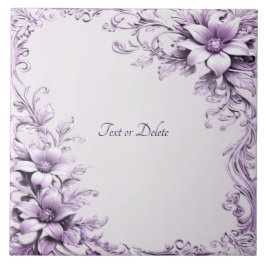 Stylish Purple Flowers Ceramic Tile Tegeltje