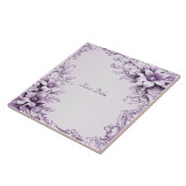 Stylish Purple Flowers Ceramic Tile Tegeltje (Zijkant)