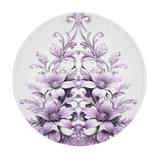 Stylish Purple Flowers Cutting Board Snijplank (Voorkant)