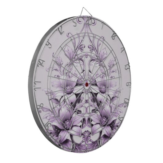 Stylish Purple Flowers Dartboard Dartbord (Voorkant Links)