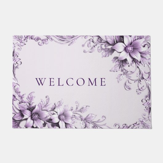 Stylish Purple Flowers Doormat Deurmat (Voorkant)