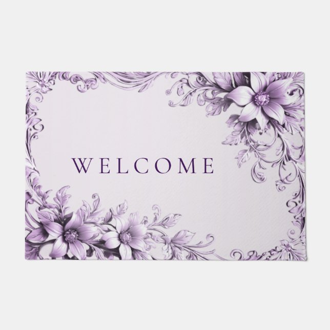 Stylish Purple Flowers Doormat Deurmat (Voorkant)