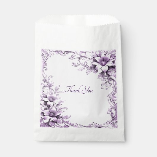 Stylish Purple Flowers Favor Bag Bedankzakje (Voorkant)