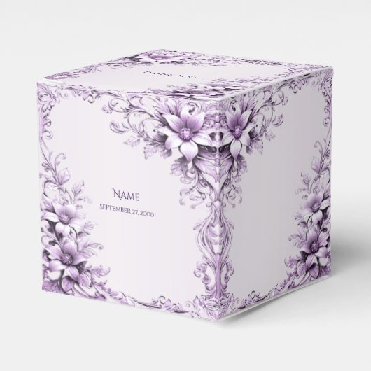 Stylish Purple Flowers Favor Box Bedankdoosjes (Voorkant Zijde)