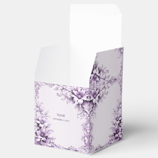 Stylish Purple Flowers Favor Box Bedankdoosjes (Geopend)