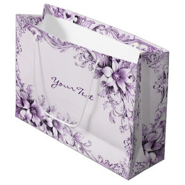 Stylish Purple Flowers Gift Bag Groot Cadeauzakje