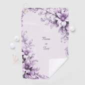 Stylish Purple Flowers Golf Towel Golfhanddoek (Insitu)