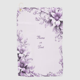 Stylish Purple Flowers Golf Towel Golfhanddoek