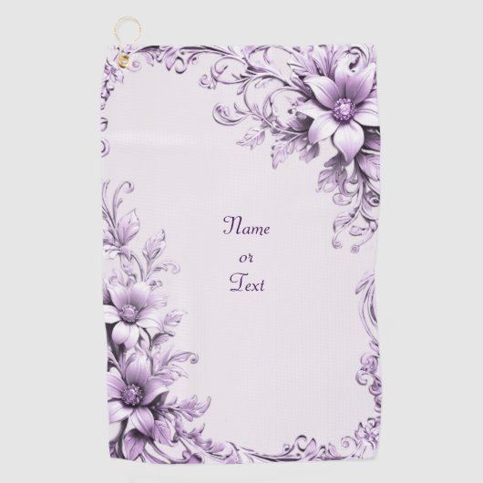 Stylish Purple Flowers Golf Towel Golfhanddoek (Voorkant)