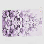 Stylish Purple Flowers Golf Towel Golfhanddoek (Horizontaal)