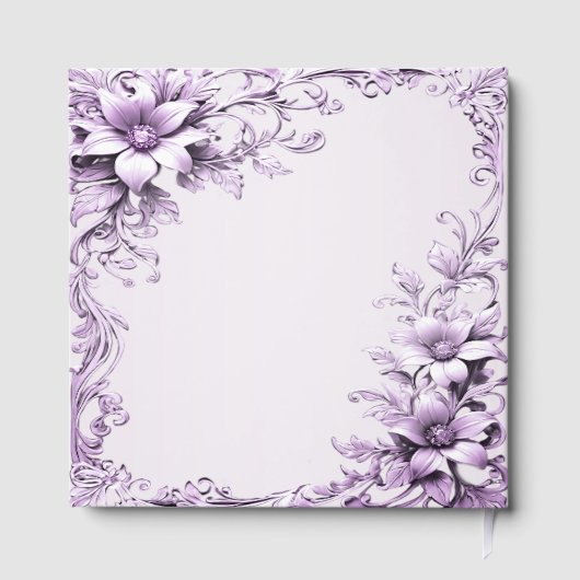Stylish Purple Flowers Guest Book Gastenboek (Achterkant)