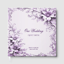 Stylish Purple Flowers Guest Book Gastenboek