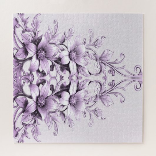 Stylish Purple Flowers Jigsaw Puzzle Legpuzzel (Horizontaal)