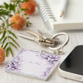 Stylish Purple Flowers Keychain (Voorkant Rechts)