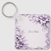 Stylish Purple Flowers Keychain (Voorkant)