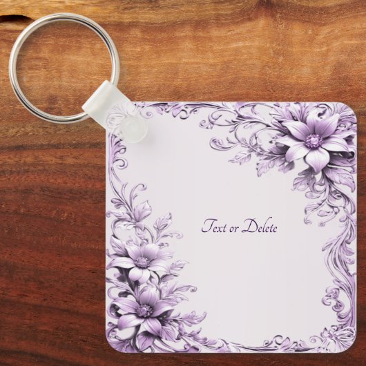 Stylish Purple Flowers Keychain (Voorkant)